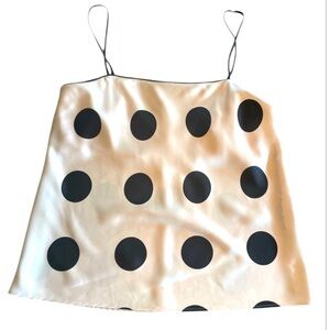 Polka Dot Spaghetti Strap split back Satin Cami NIP M